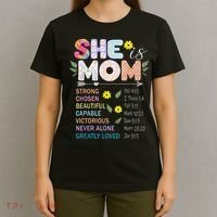 She Is Mom Christian Jesus Mother'S Day Flower Blessed Mom T-Shirt thumb 4