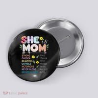She Is Mom Christian Jesus Mother'S Day Flower Blessed Mom Button thumb 0