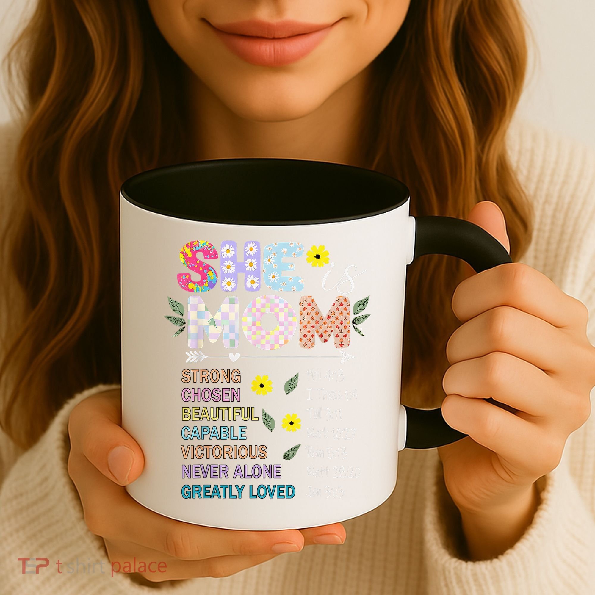 She Is Mom Christian Jesus Mother'S Day Flower Blessed Mom Coffee Mug
