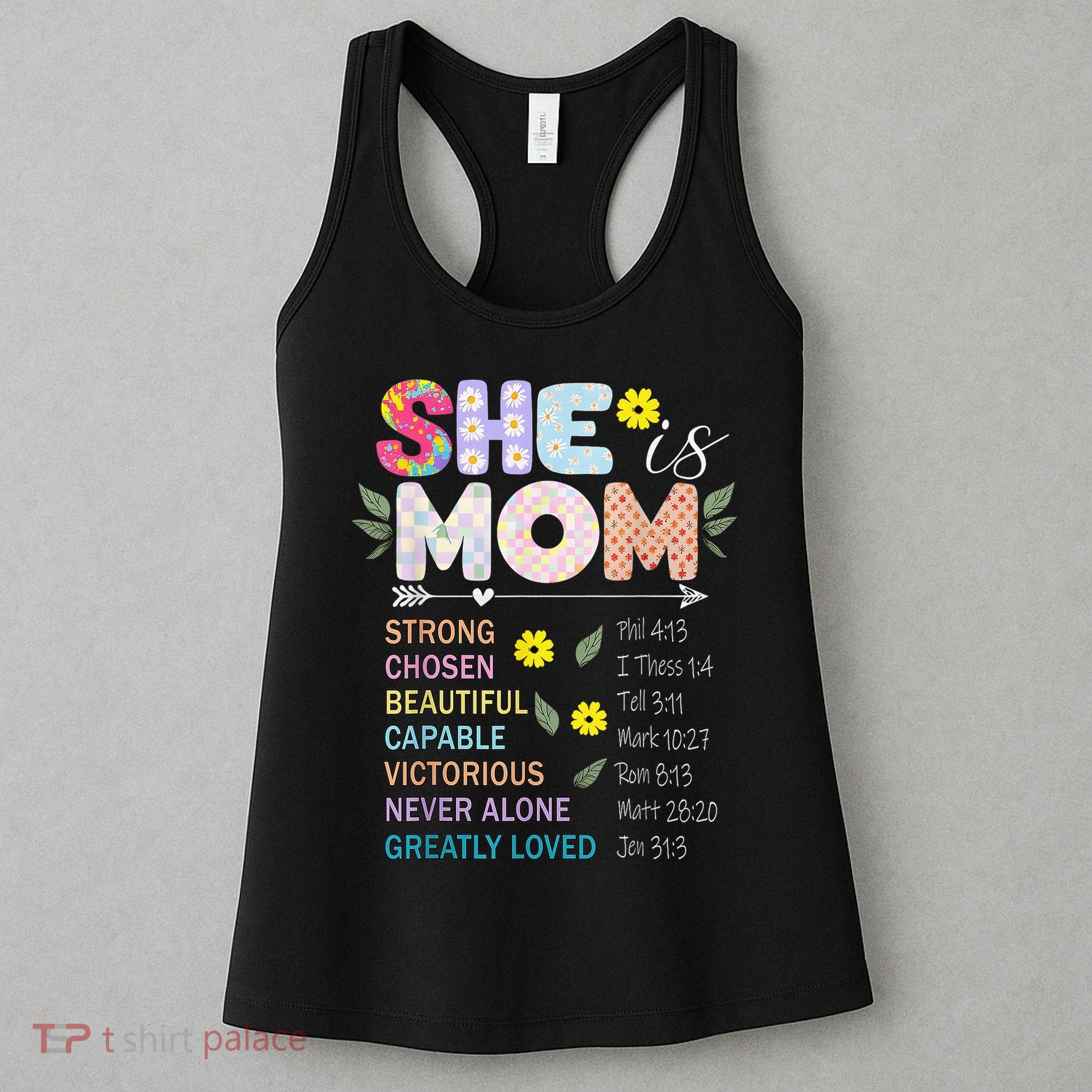 She Is Mom Christian Jesus Mother'S Day Flower Blessed Mom Women's Tank Top