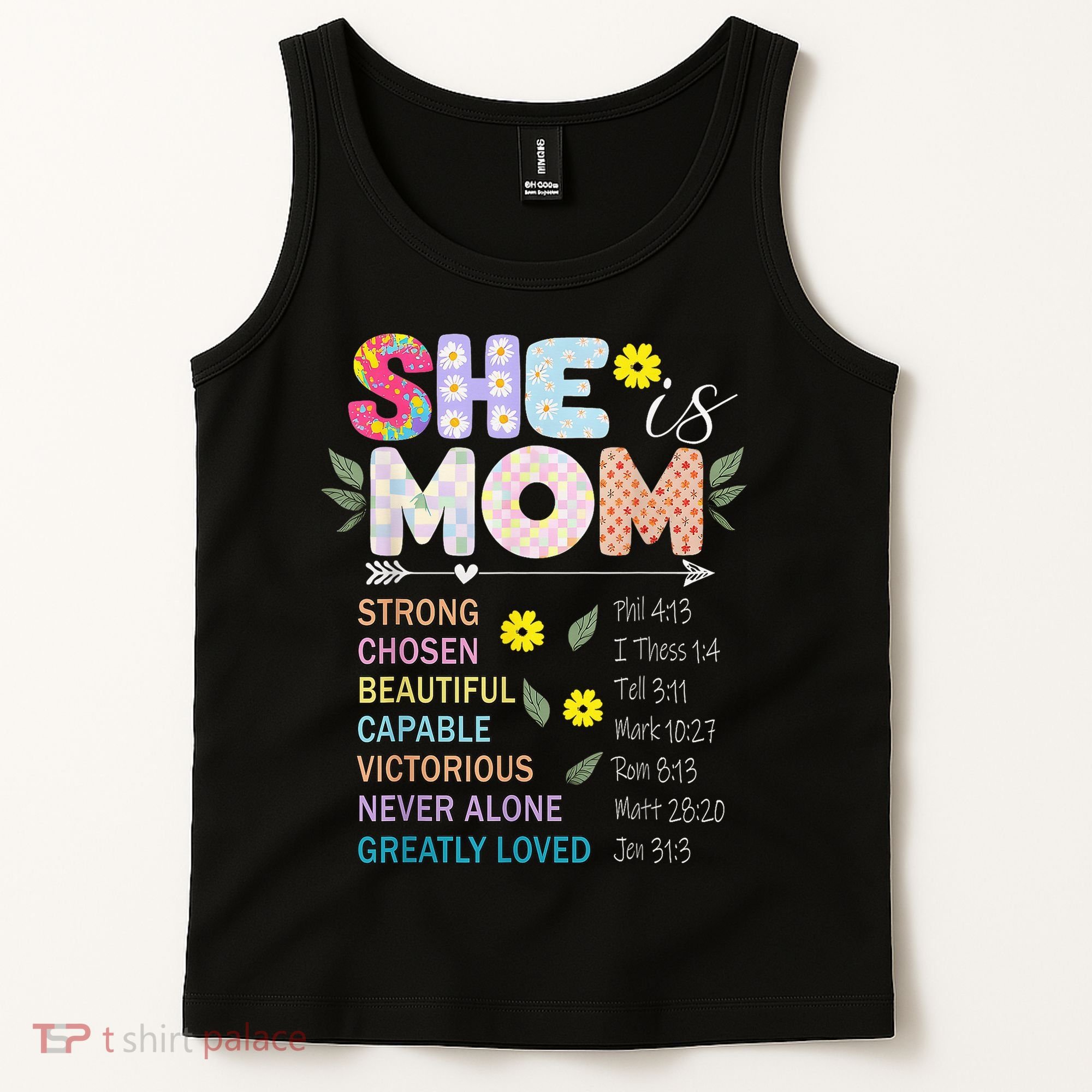 She Is Mom Christian Jesus Mother'S Day Flower Blessed Mom Tank Top