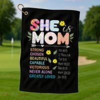 She Is Mom Christian Jesus Mother'S Day Flower Blessed Mom Golf Towel thumb 1