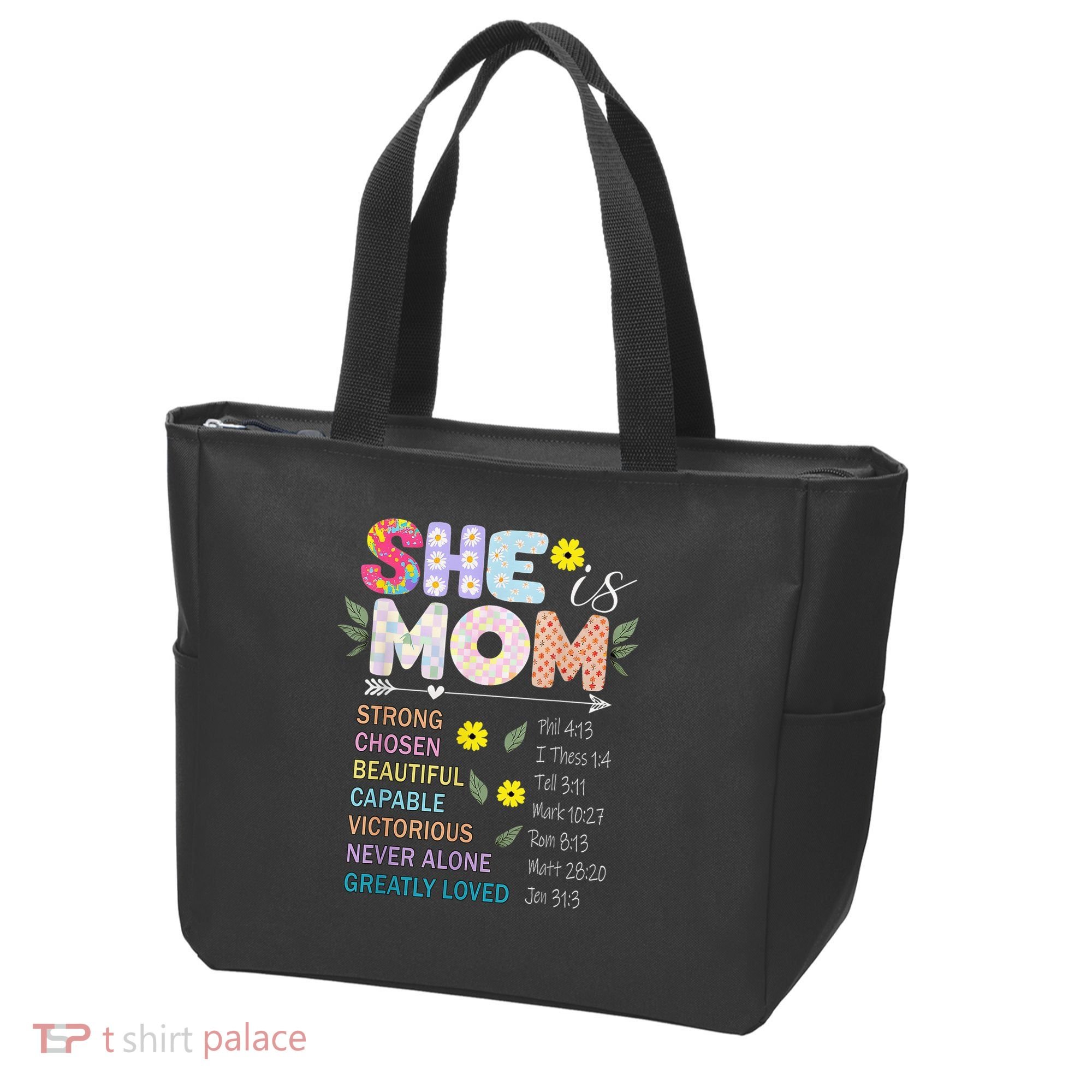 She Is Mom Christian Jesus Mother'S Day Flower Blessed Mom Tote Bag