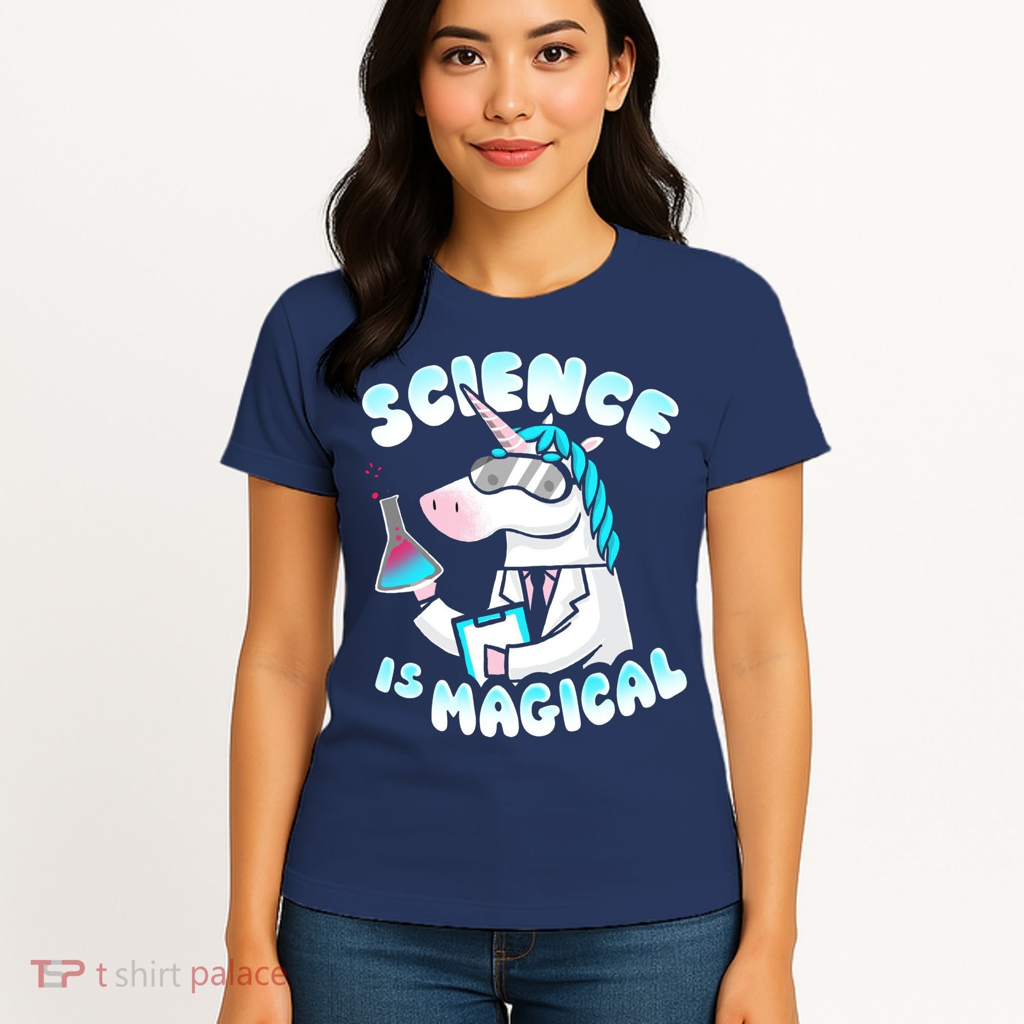 Science Is Magical Lab Unicorn Funny Women's T-Shirt