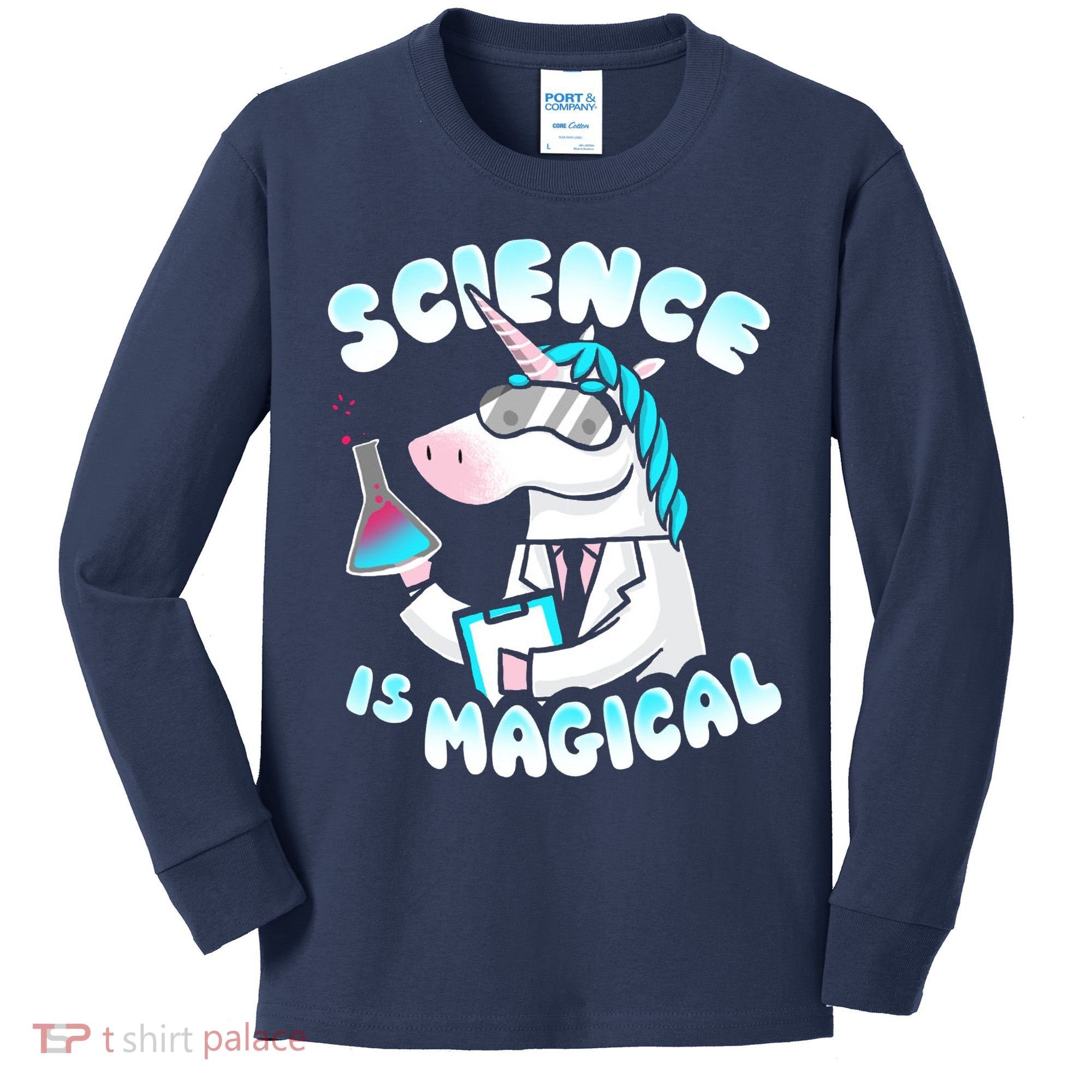 Science Is Magical Lab Unicorn Funny Kids Long Sleeve Shirt