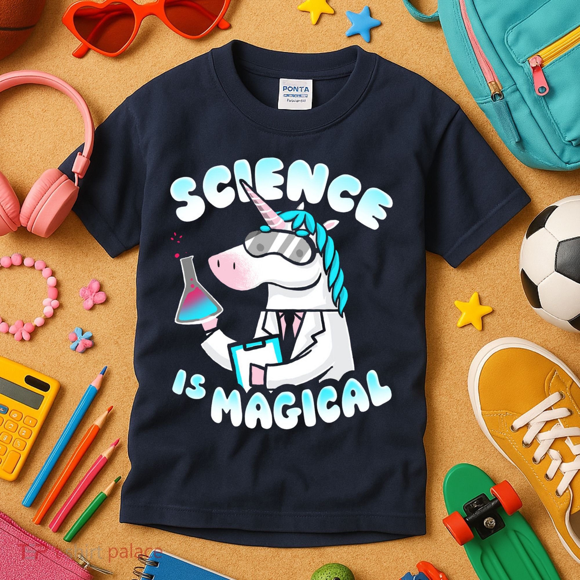 Science Is Magical Lab Unicorn Funny Kids T-Shirt