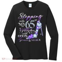 Stepping into my 65th birthday with God's grace & Mercy Women's Long Sleeve Shirt thumb 0