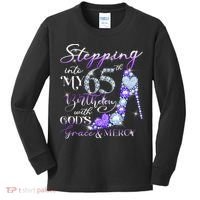 Stepping into my 65th birthday with God's grace & Mercy Kids Long Sleeve Shirt thumb 0