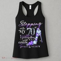 Stepping into my 70th birthday with God's grace & Mercy Women's Tank Top thumb 3