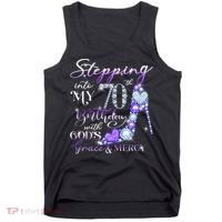 Stepping into my 70th birthday with God's grace & Mercy Tank Top thumb 0