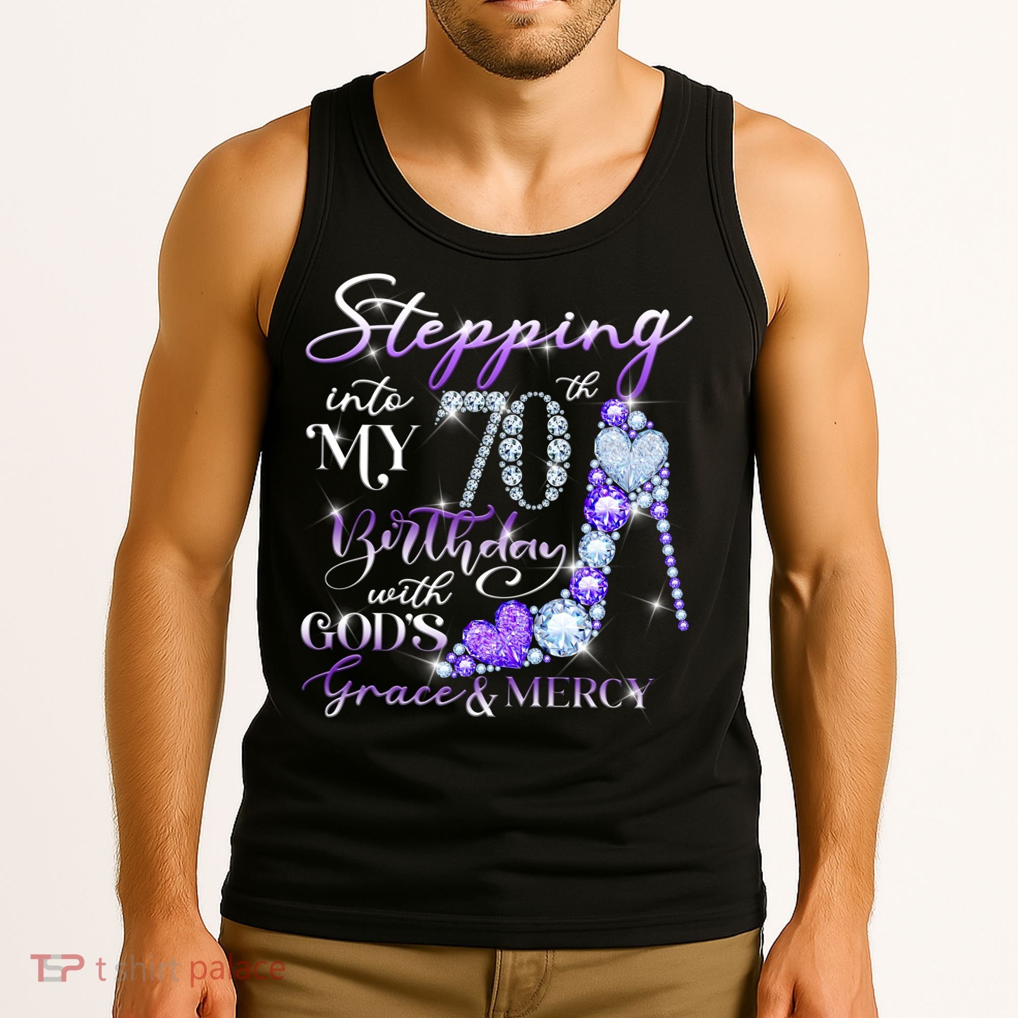 Stepping into my 70th birthday with God's grace & Mercy Tank Top