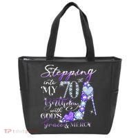 Stepping into my 70th birthday with God's grace & Mercy Tote Bag thumb 0