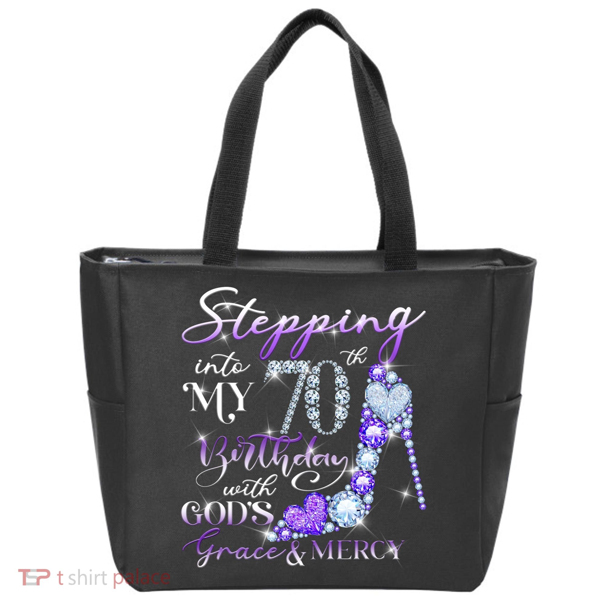 Stepping into my 70th birthday with God's grace & Mercy Tote Bag