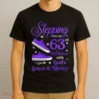 Stepping Into My 63rd Birthday With God's Grace & Mercy Bday T-Shirt thumb 3