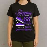 Stepping Into My 63rd Birthday With God's Grace & Mercy Bday T-Shirt thumb 4