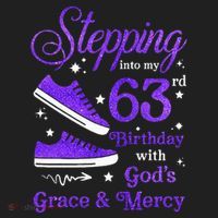 Stepping Into My 63rd Birthday With God's Grace & Mercy Bday Tumbler thumb 3
