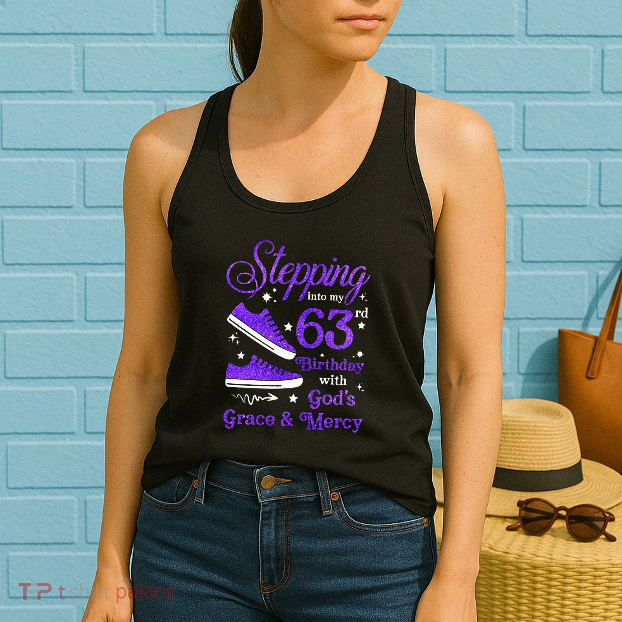 Stepping Into My 63rd Birthday With God's Grace & Mercy Bday Women's Tank Top