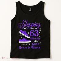 Stepping Into My 63rd Birthday With God's Grace & Mercy Bday Tank Top thumb 2