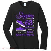 Stepping Into My 63rd Birthday With God's Grace & Mercy Bday Women's Long Sleeve Shirt thumb 0