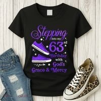 Stepping Into My 63rd Birthday With God's Grace & Mercy Bday Women's T-Shirt thumb 3