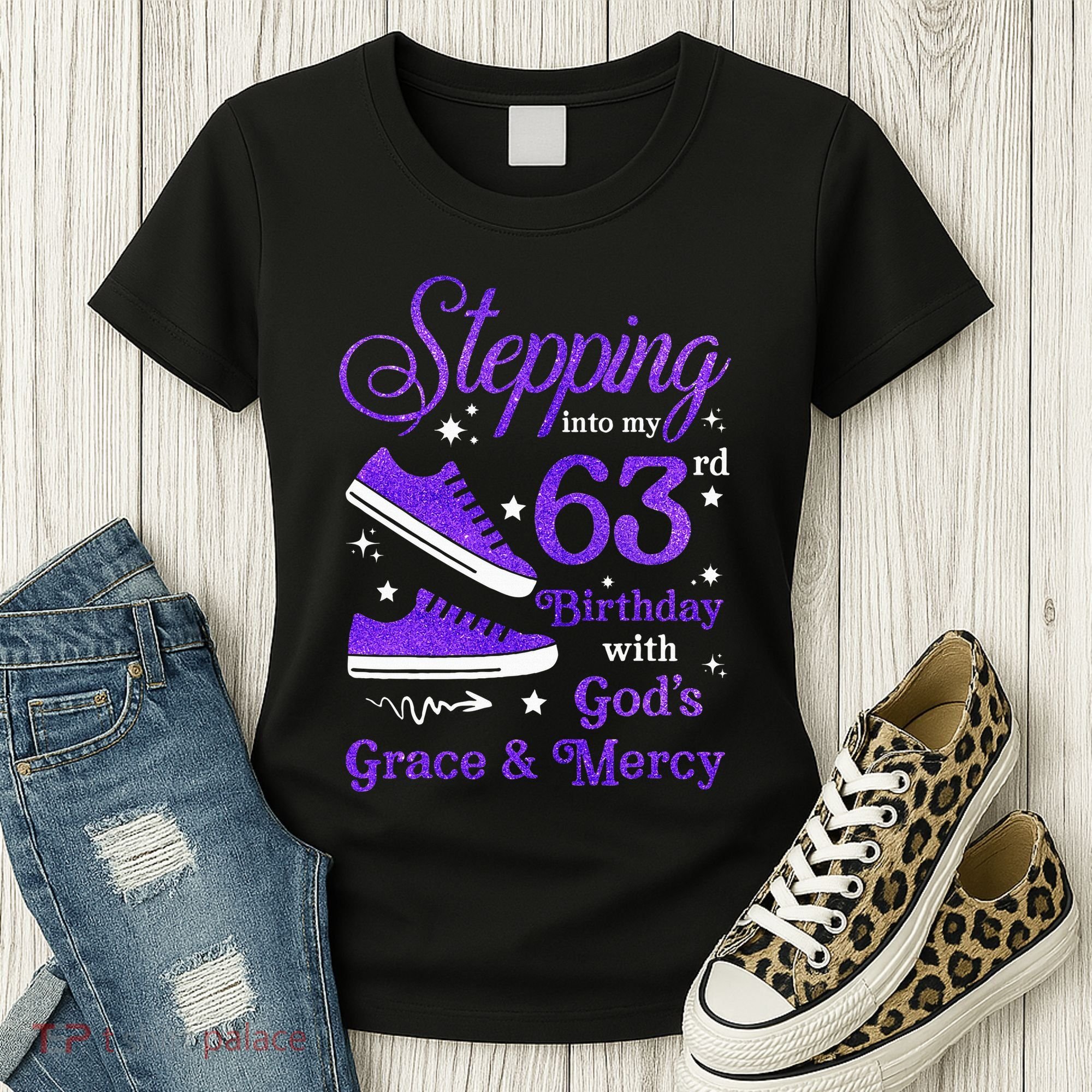 Stepping Into My 63rd Birthday With God's Grace & Mercy Bday Women's T-Shirt