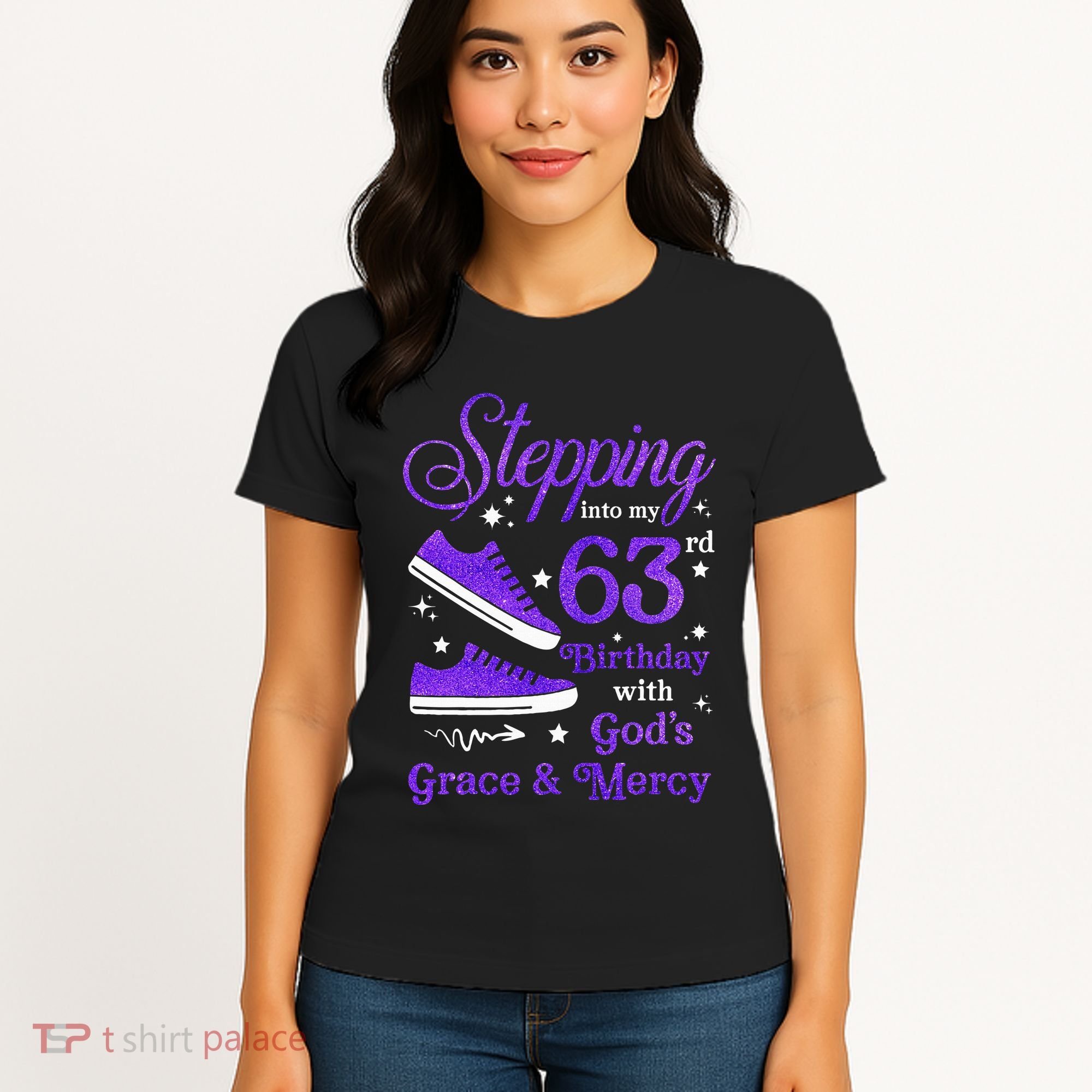 Stepping Into My 63rd Birthday With God's Grace & Mercy Bday Women's T-Shirt