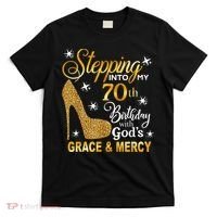 Stepping into my 70th birthday with God's grace & Mercy T-Shirt thumb 0