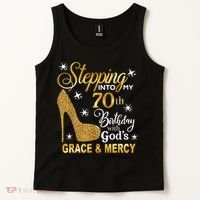Stepping into my 70th birthday with God's grace & Mercy Tank Top thumb 2