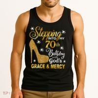 Stepping into my 70th birthday with God's grace & Mercy Tank Top thumb 3