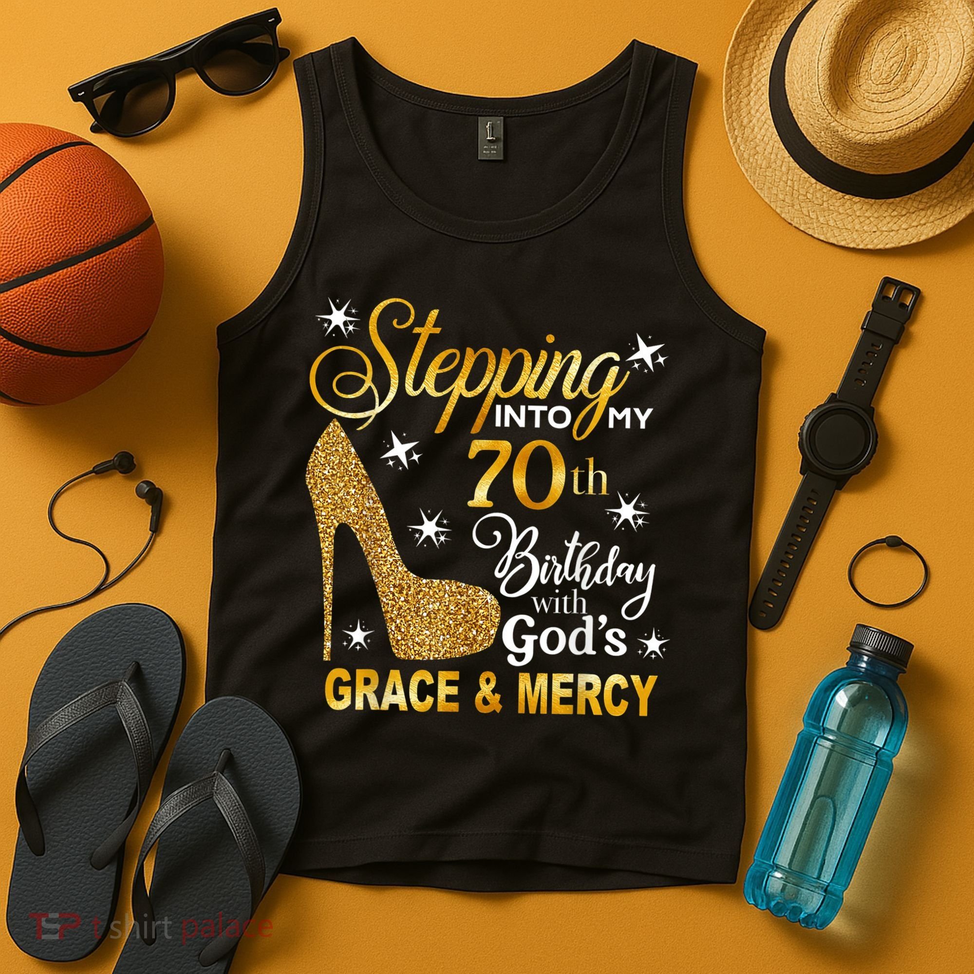 Stepping into my 70th birthday with God's grace & Mercy Tank Top