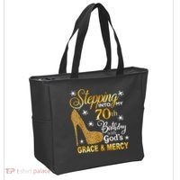 Stepping into my 70th birthday with God's grace & Mercy Tote Bag thumb 2