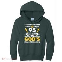 Stepping Into My 95th Birthday With Gods Grace And Mercy Kids Hoodie thumb 0