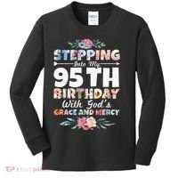 Stepping Into My 95th Birthday With Gods Grace And Mercy Kids Long Sleeve Shirt thumb 0