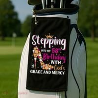 Stepping into my 58th birthday with gods grace and mercy  Golf Towel thumb 2