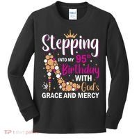 Stepping Into My 95th Birthday With Gods Grace And Mercy Kids Long Sleeve Shirt thumb 0