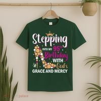 Stepping Into My 95th Birthday With Gods Grace And Mercy T-Shirt thumb 2