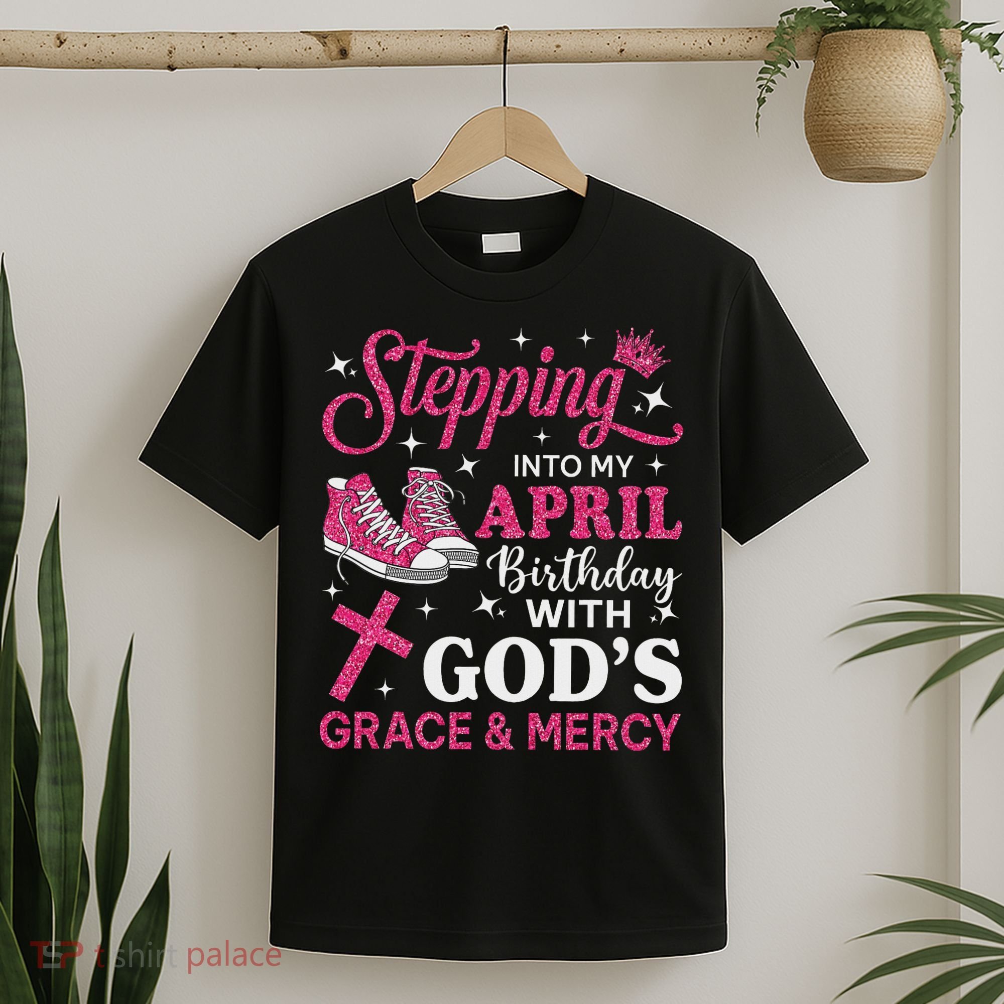 Stepping Into My April Birthday Women Girl Sneakers T-Shirt