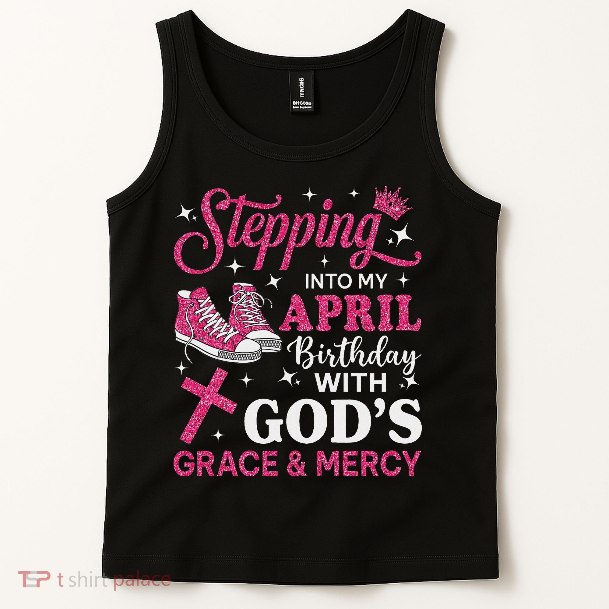 Stepping Into My April Birthday Women Girl Sneakers Tank Top
