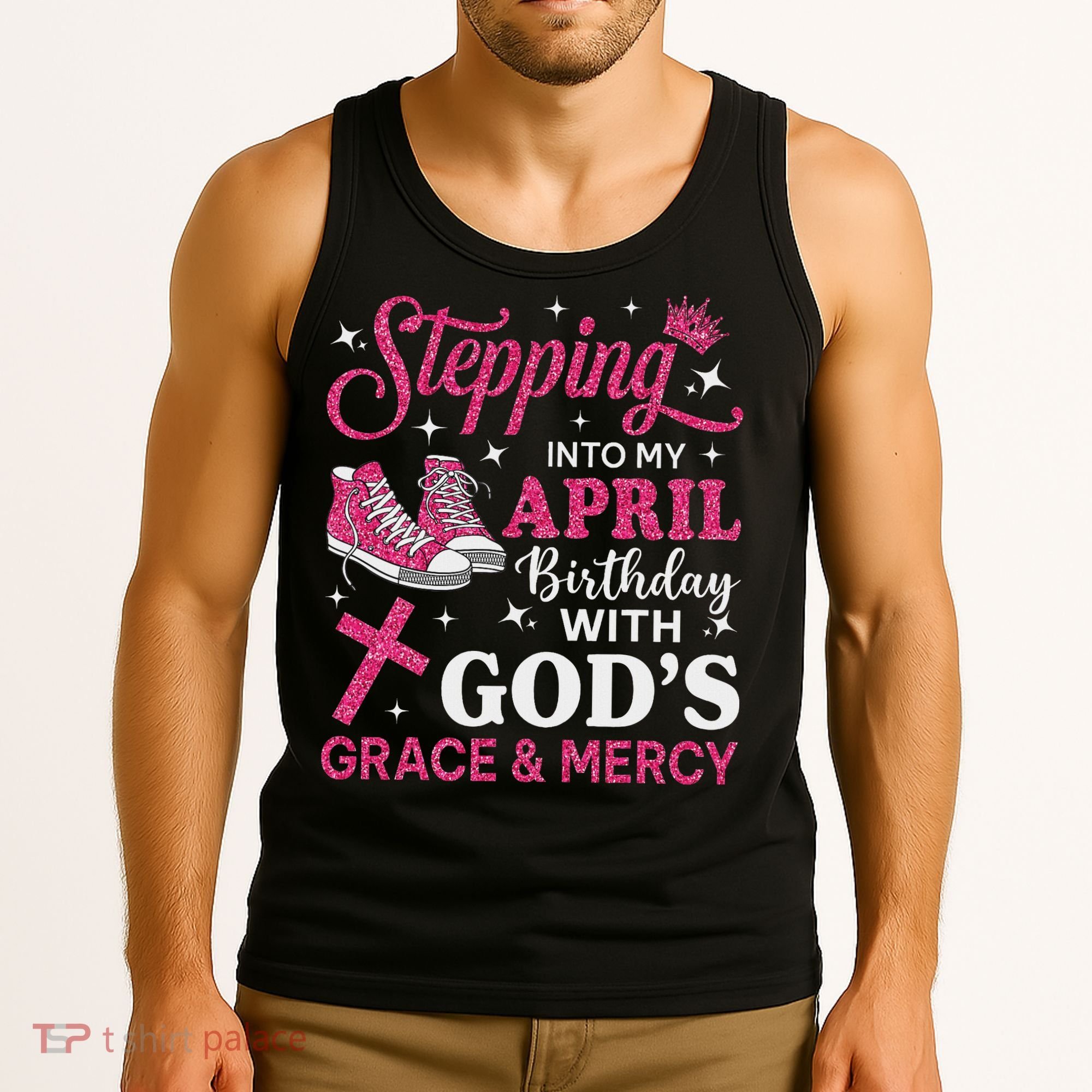 Stepping Into My April Birthday Women Girl Sneakers Tank Top