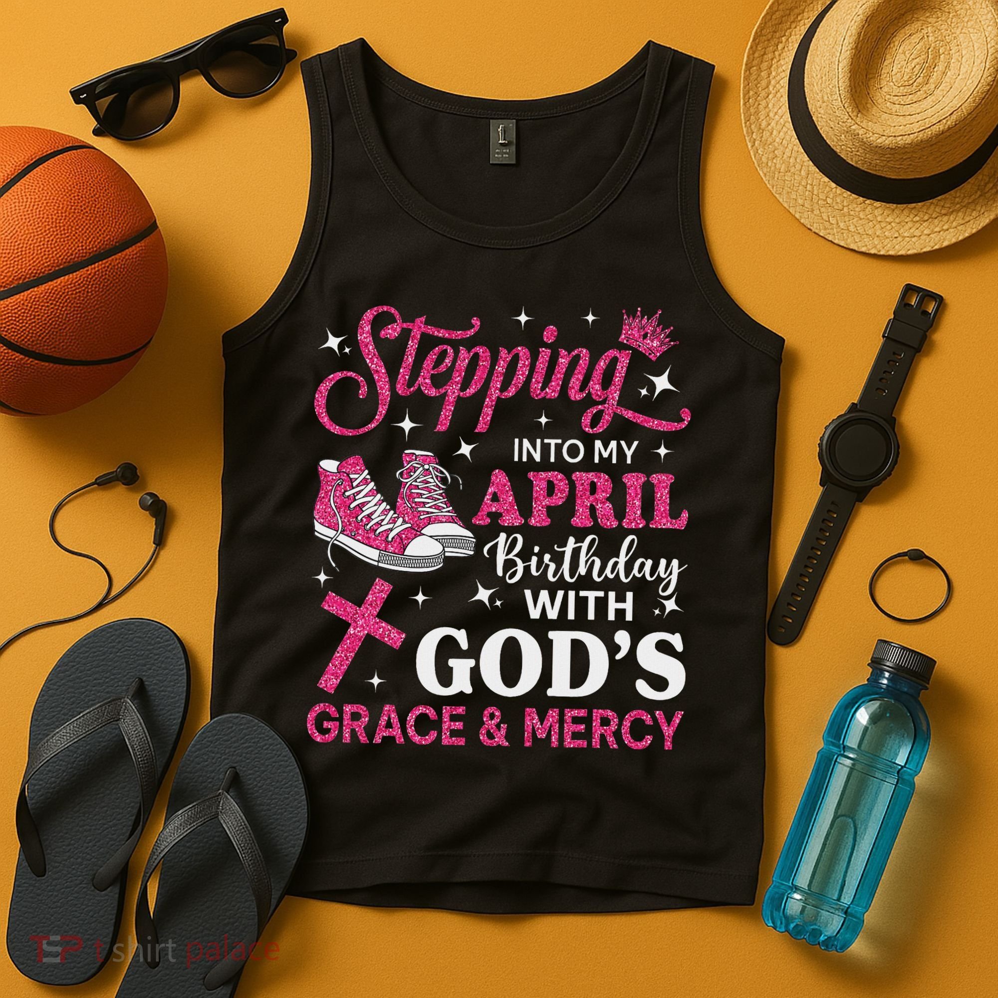 Stepping Into My April Birthday Women Girl Sneakers Tank Top