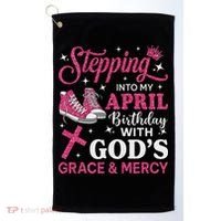 Stepping Into My April Birthday Women Girl Sneakers Golf Towel thumb 0