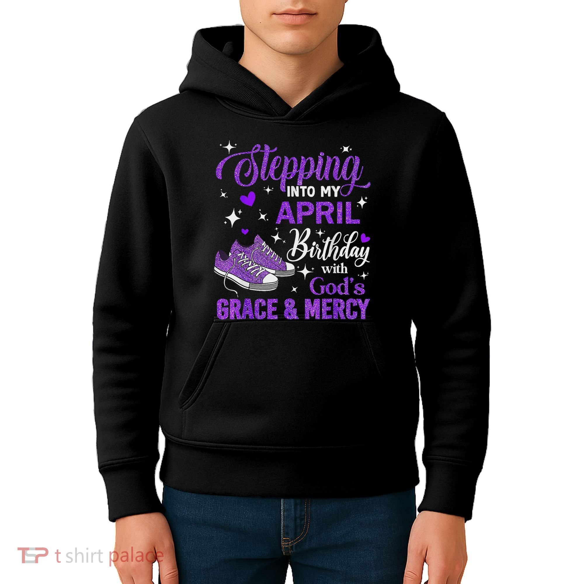 Stepping Into My April Birthday With God's Grace & Mercy Kids Hoodie