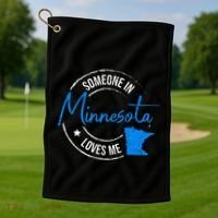Someone In Minnesota Loves Me Minnesota Golf Towel thumb 1