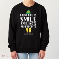Smiling Is My Favorite Christmas Elf Buddy Women's Sweatshirt thumb 0