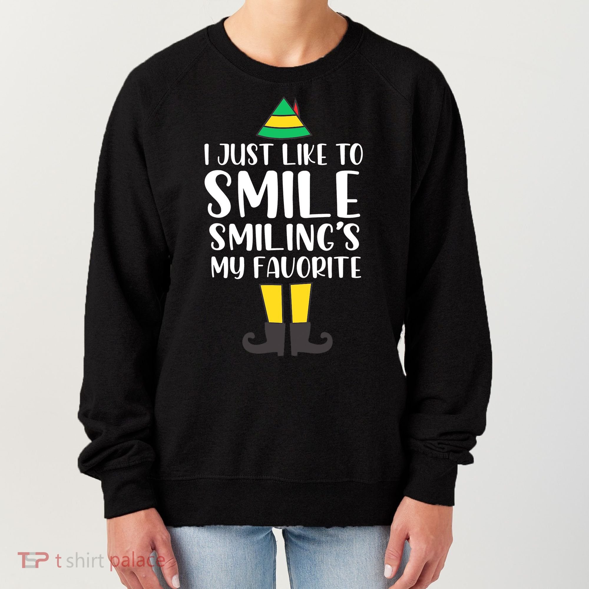 Smiling Is My Favorite Christmas Elf Buddy Women's Sweatshirt