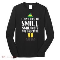 Smiling Is My Favorite Christmas Elf Buddy Long Sleeve Shirt thumb 0