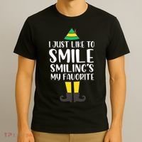 Smiling Is My Favorite Christmas Elf Buddy T-Shirt thumb 3