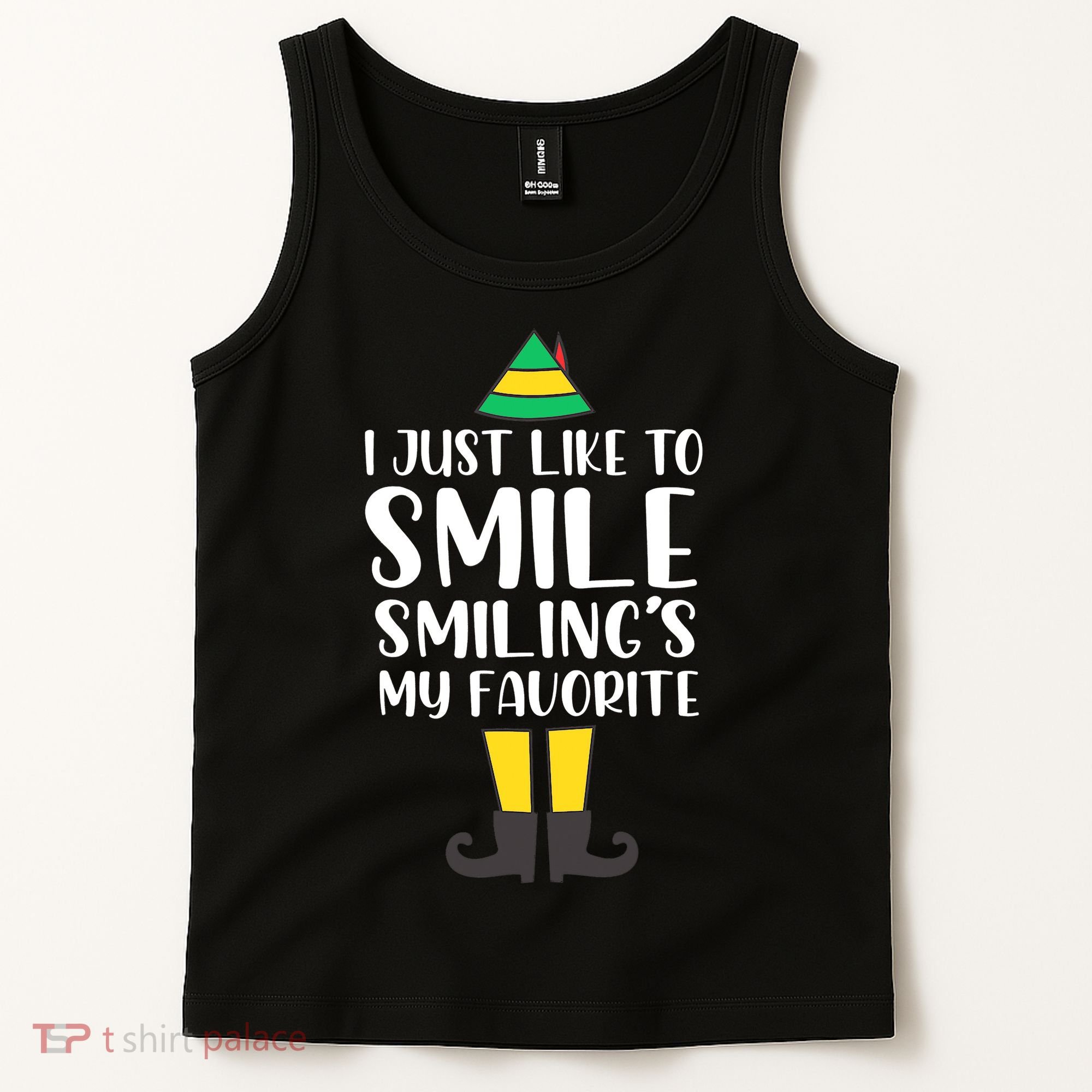 Smiling Is My Favorite Christmas Elf Buddy Tank Top