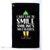 Smiling Is My Favorite Christmas Elf Buddy Golf Towel thumb 0