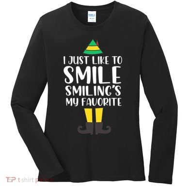 Smiling Is My Favorite Christmas Elf Buddy Women's Long Sleeve Shirt